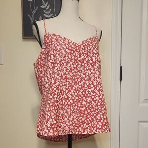 J. Crew Red and White Floral Camisole